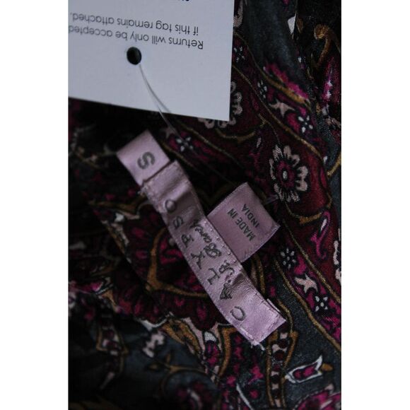 Calypso Saint Barth Womens Silk Paisley Print Long Sleeve Dress Burgundy Size S - Picture 4 of 6
